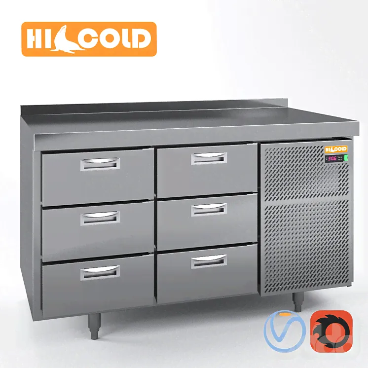 Стол холодильный пиццерийный HiCold, набор HiCold SN 111, GN 11, GN 33, GN 1 - Техника - 3D модель-1