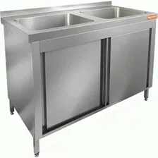 Ванны моечные двухсекционные закрытые двери-купе HICOLD НСЗК2М