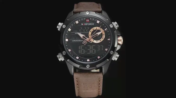 Чоловічий електронний годинник NaviForce classic Brown