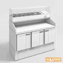 Столы HiCold холодильные пиццерийные из нержавеющей стали с каменной столешницей и стеклянной витриной #1 - Ресторан - 3D модель