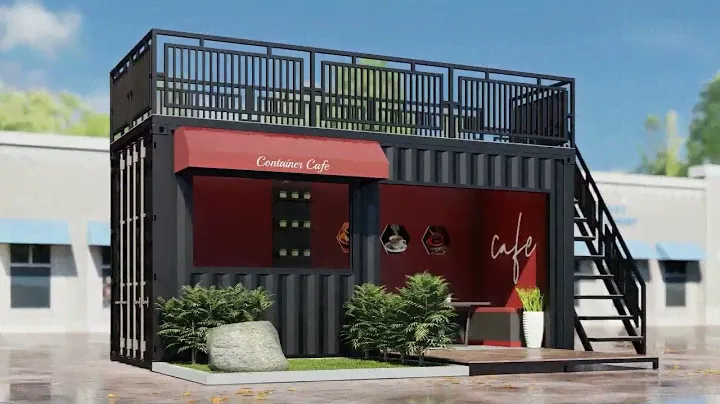 20ft Shipping Container Mini Cafe Design 3D Model