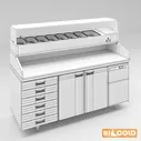 Столы HiCold холодильные пиццерийные из нержавеющей стали с каменной столешницей и стеклянной витриной #2 - Магазин - 3D модель